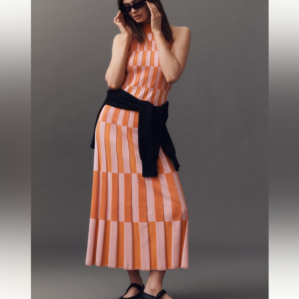 Anthropologie Sleeveless Mock-Neck Sweater Column Midi Dress